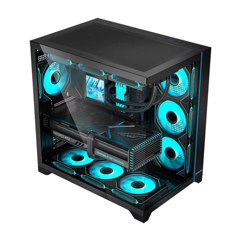 Caixa Gaming HIDITEC H3 PRO (ATX, Micro ATX, ITX, BTF - Midi Tower - ATX, Micro ATX, Mini-ITX, BTF - Preto/Transparente) — miniatura 2
