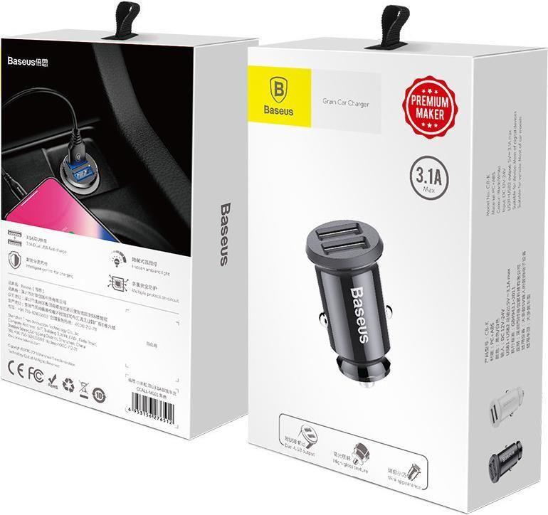 Carregador de Isqueiro BASEUS Grain Car Charger CCALL-ML01 (Preto)