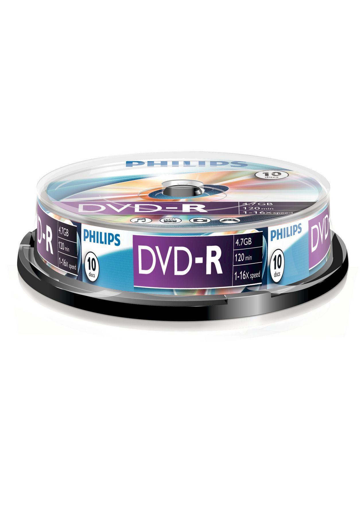 Discos DVD-R PHILIPS DM4S6B10F/00 (4,7 GB - 16x - Pack de 10)