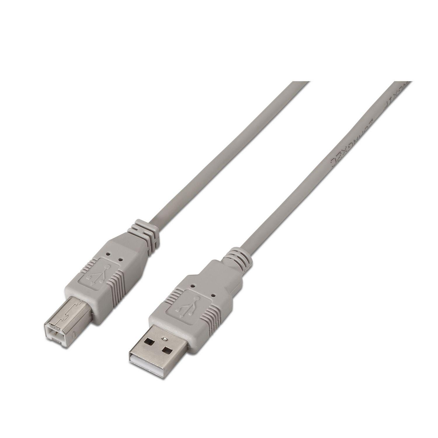 Cabo USB para Impressora AISENS A101-0002 (1,8 m - USB A - USB B - Bege)