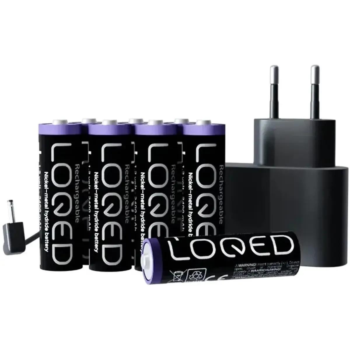 Kit de Pilhas Recarregáveis e Carregador SHELLY PowerKit (8 Pilhas AA - Cabo de 3 m)