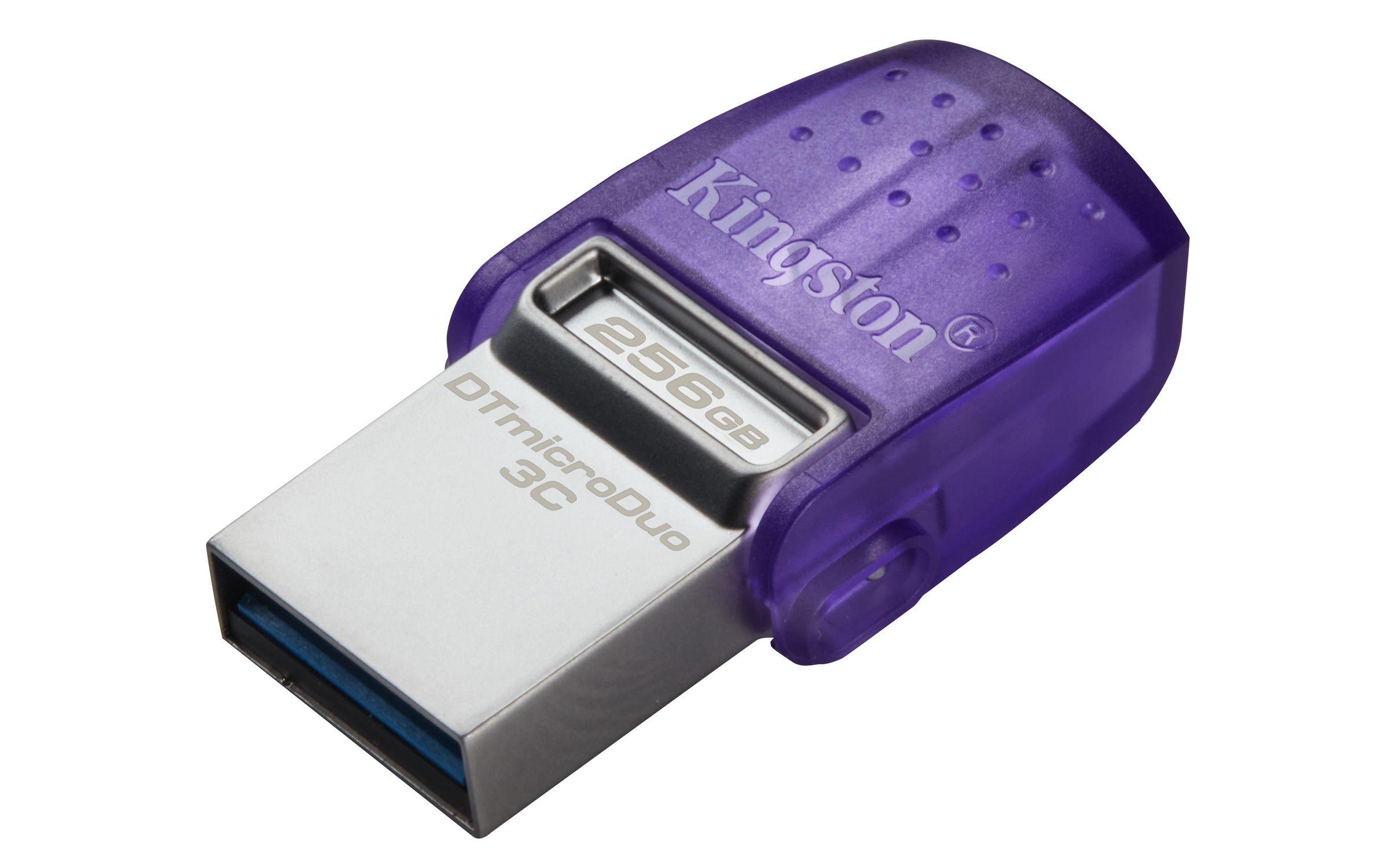 Pen USB KINGSTON DataTraveler microDuo 3C (256 GB - Outro - USB Tipo-A / USB Tipo-C - Roxo)