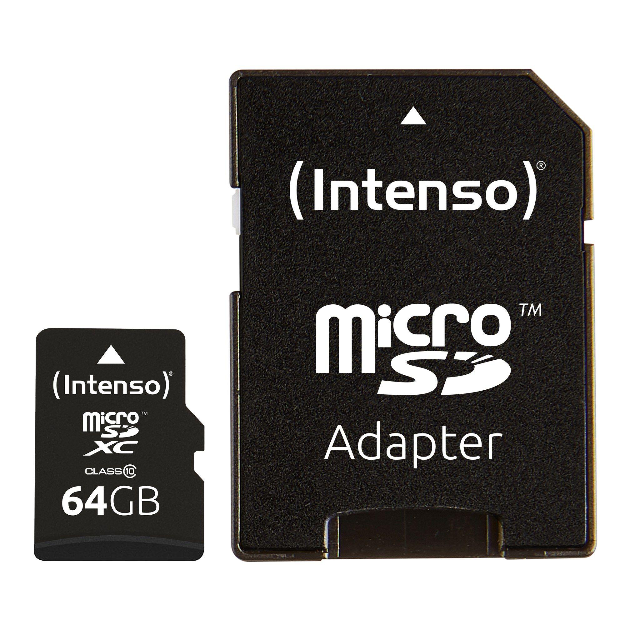 Cartão de Memória INTENSO 3413490 (64GB - Classe 10 - 25 MB/s - Preto)