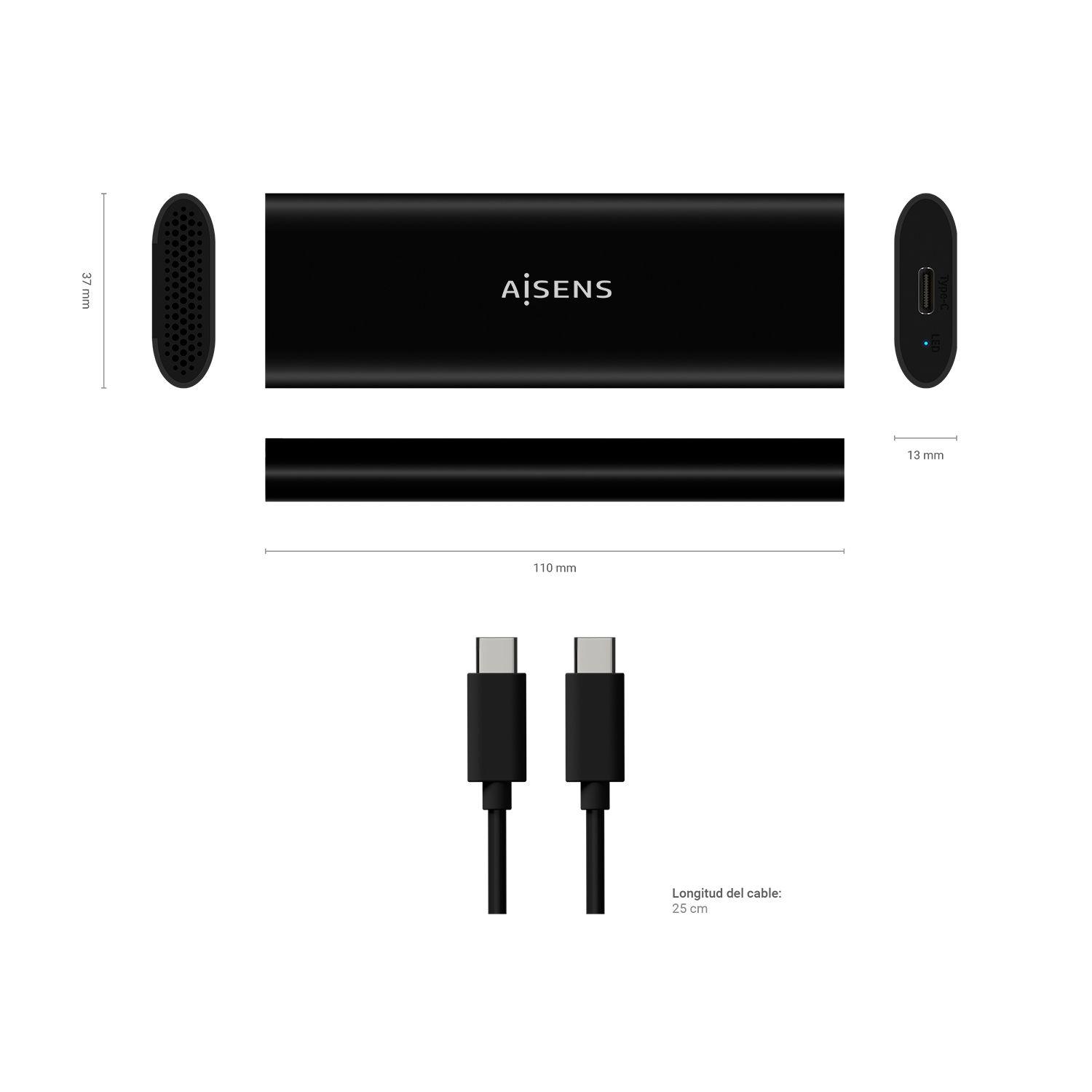 Caixa Externa AISENS ASM2-014B (2 TB - USB-C para USB-C - SATA e NVMe - Preto) — miniatura 5