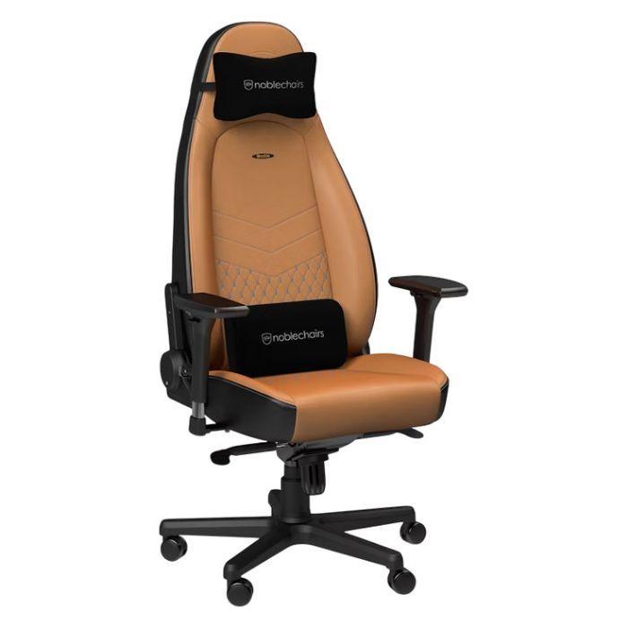 Cadeira Gaming NOBLECHAIRS ICON (150 kg - Até 10 cm - 4D - Conhaque/Preto)