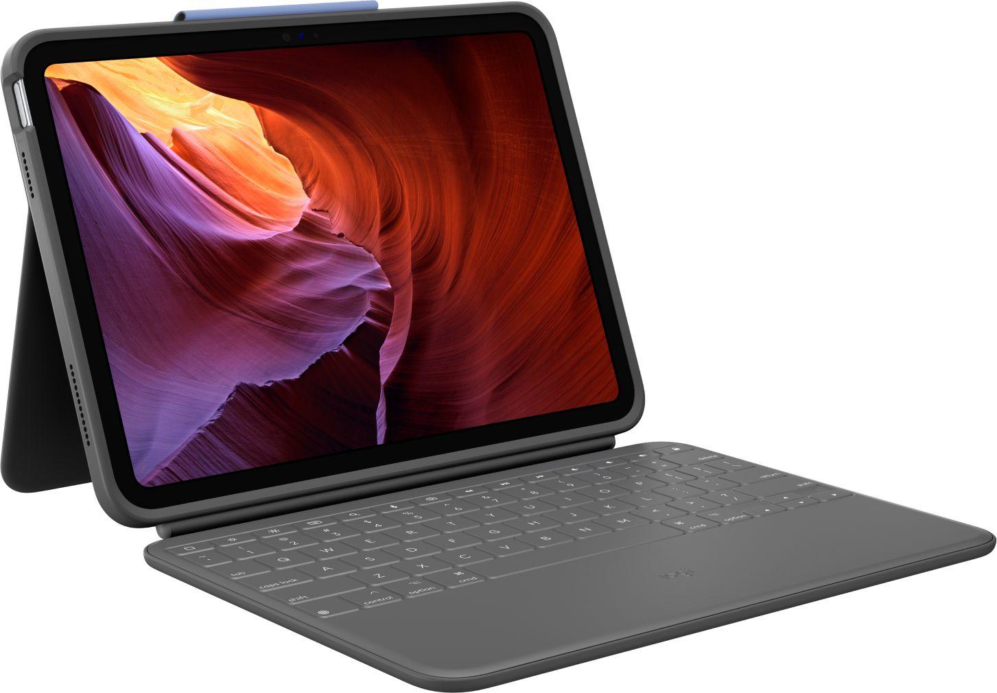 Teclado com Capa LOGITECH Rugged Folio para iPad 10.ª Geração (Acoplamento - Apple - Grafite)