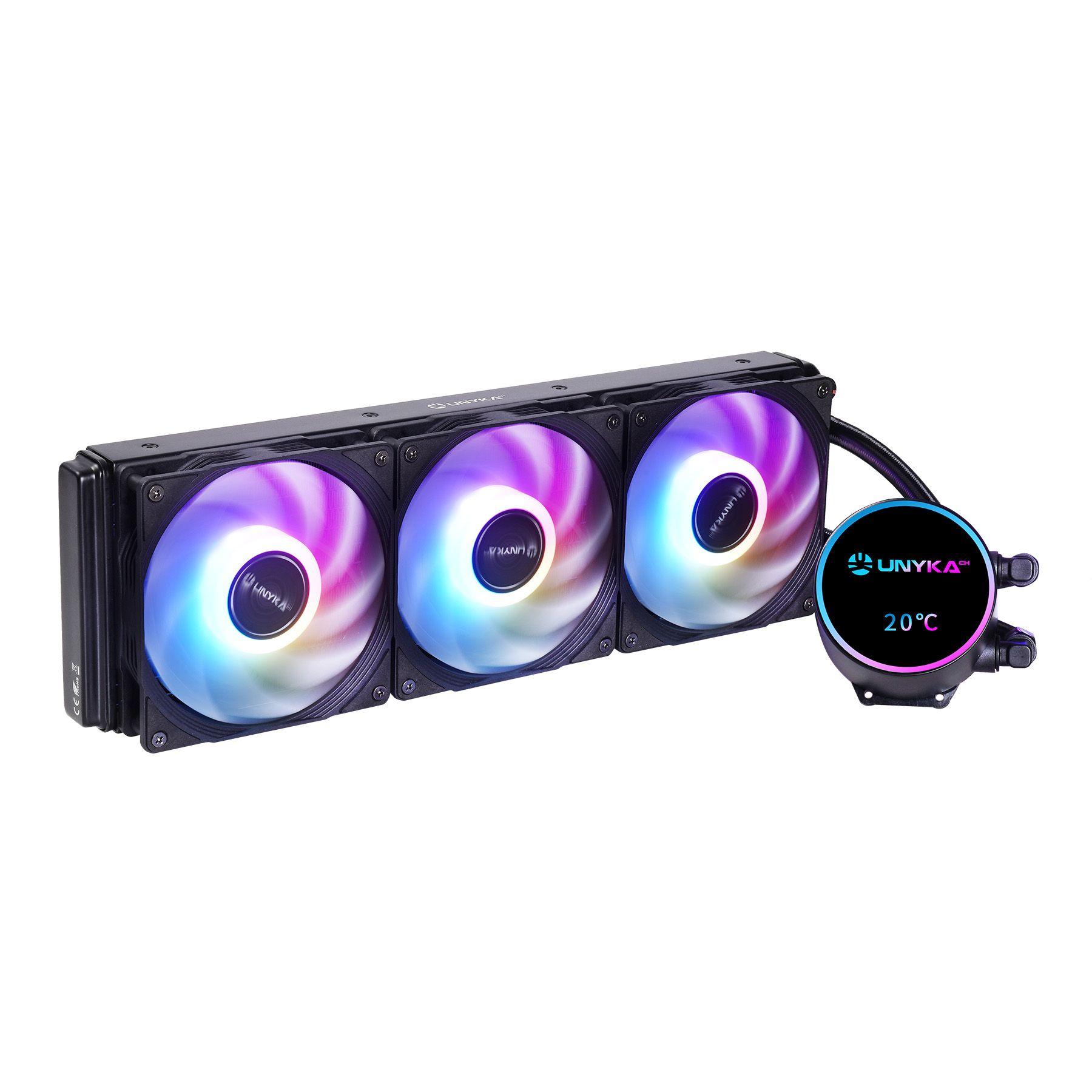 Kit de Refrigeração Líquida UNYKACH AquaStorm NEO 360 (12 cm - 1800 RPM - Azul, Vermelho, Verde - Preto)