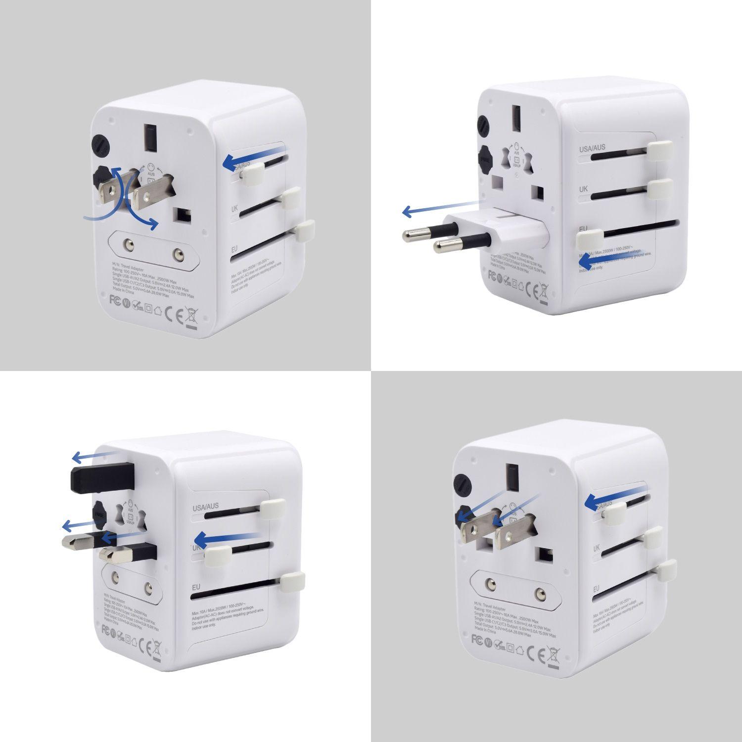 Adaptador de Viagem Universal EWENT EW1470 (28 W - Branco) — miniatura 3