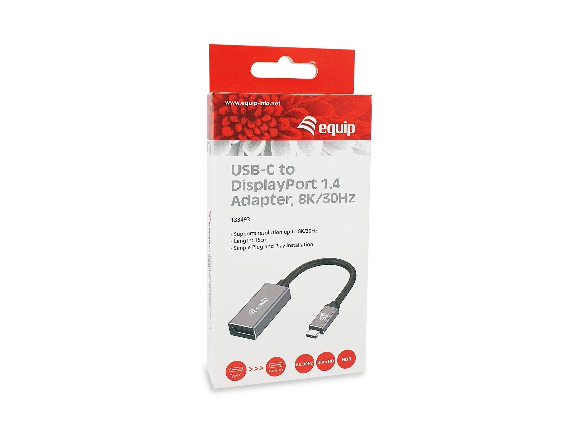 Adaptador USB-C para DisplayPort EQUIP 133493 (0,15 m - DisplayPort - USB Type-C - Preto/Cinzento) — miniatura 5