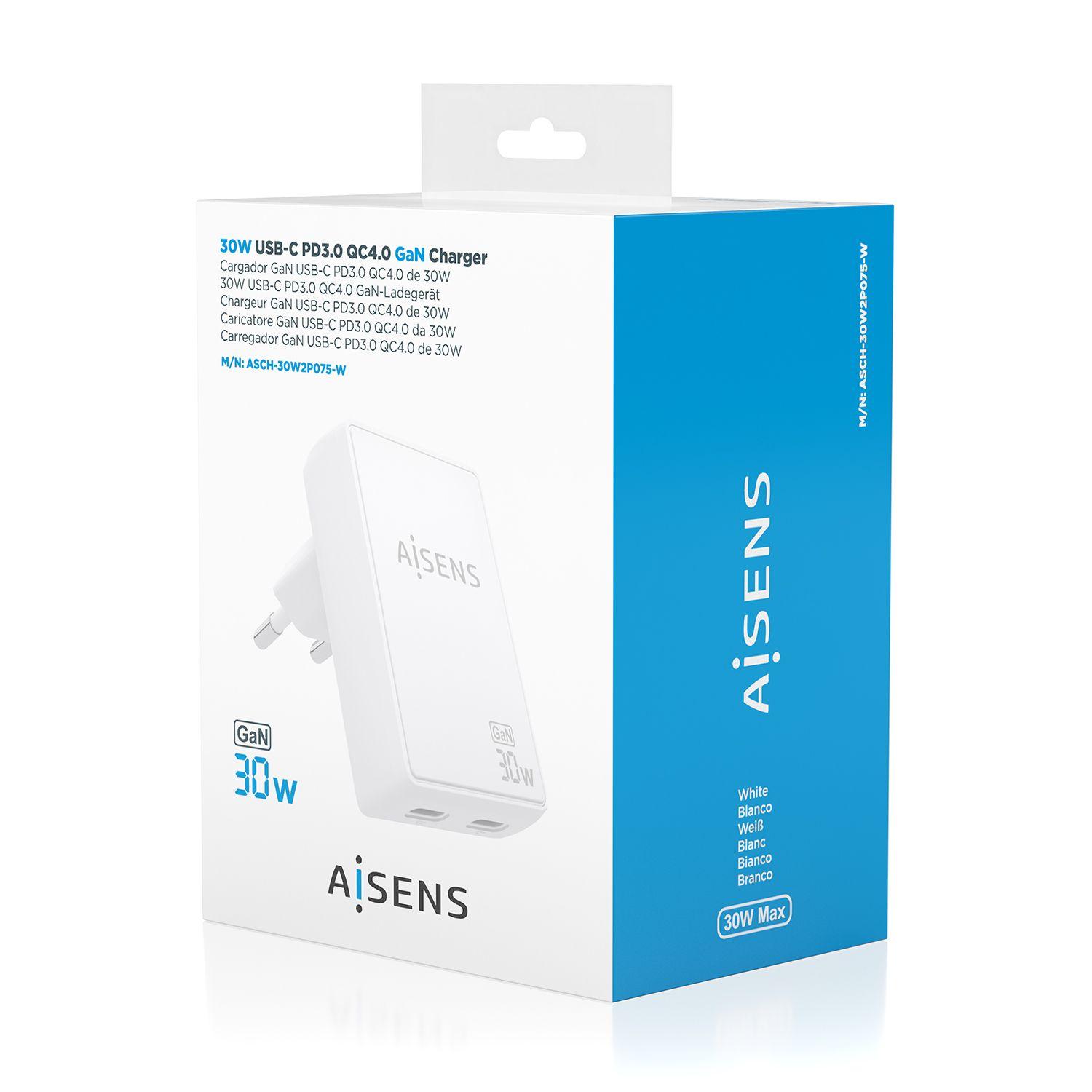 Carregador de Parede AISENS ASCH-30W2P075-W (30 W - Branco), miniatura 9