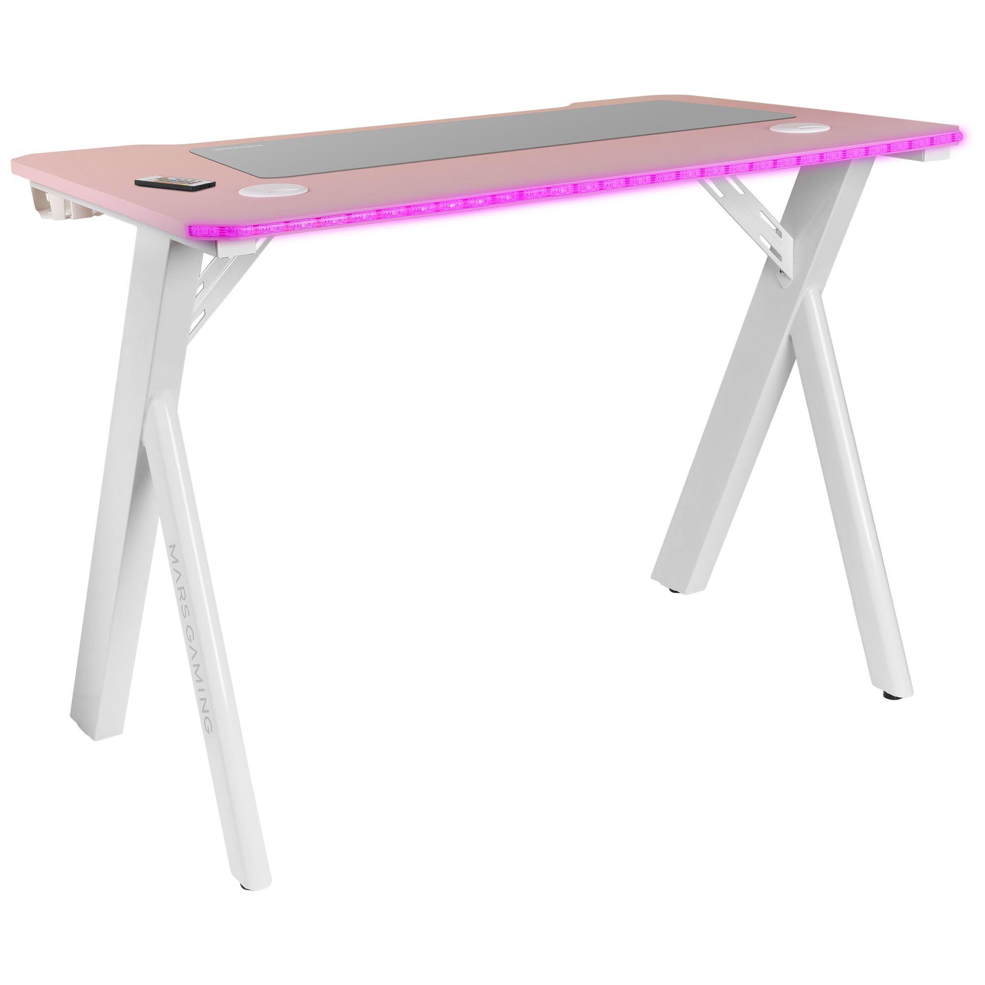 Mesa Gaming MARSGAMING MGD100RGBP (1000 x 600 mm - 100 kg - Forma retangular - Rosa)