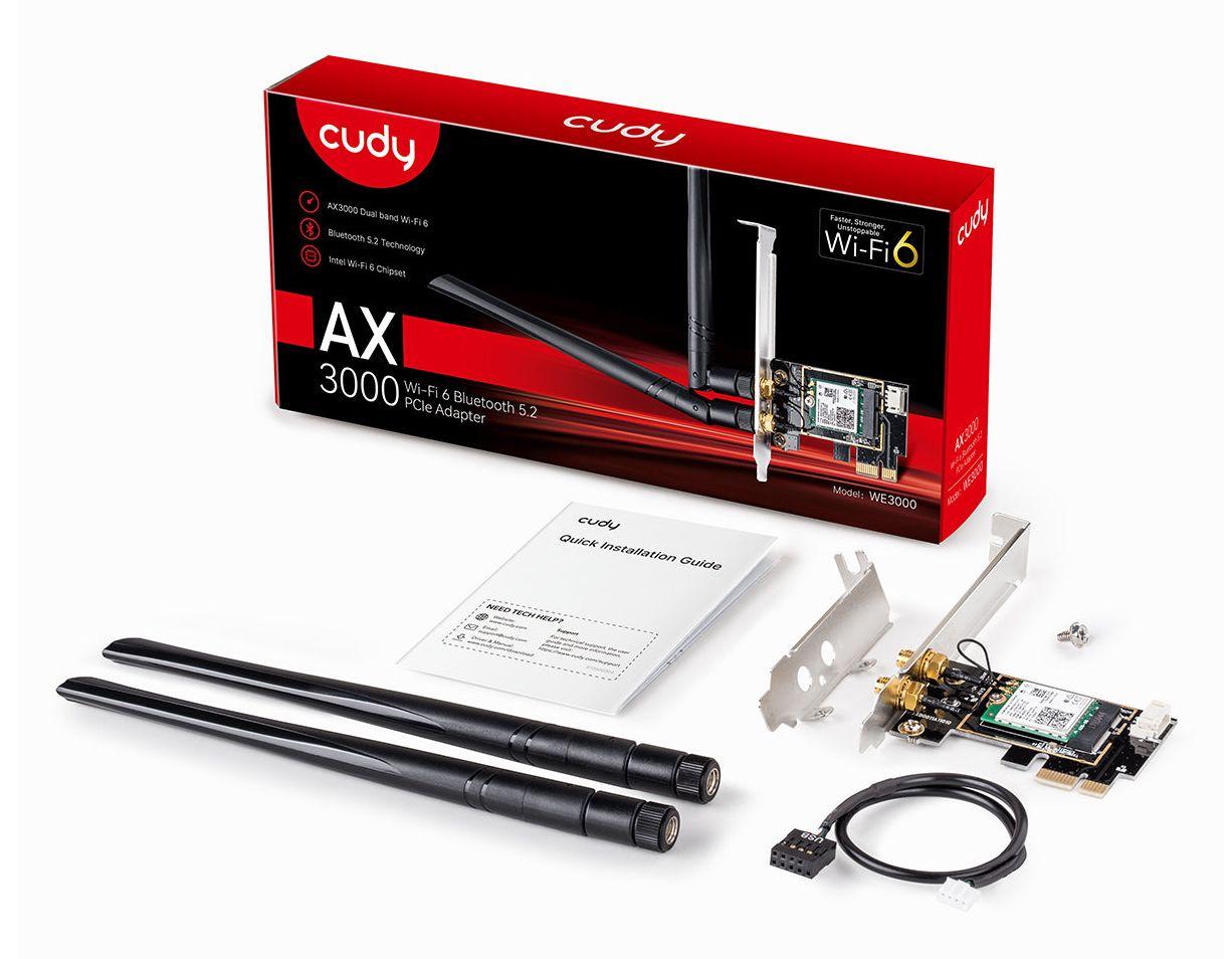 Placa de Rede PCIe CUDY WE3000 (Wi-Fi 6 - 574 Mbit/s, 2402 Mbit/s - PCI Express - Preto), miniatura 6