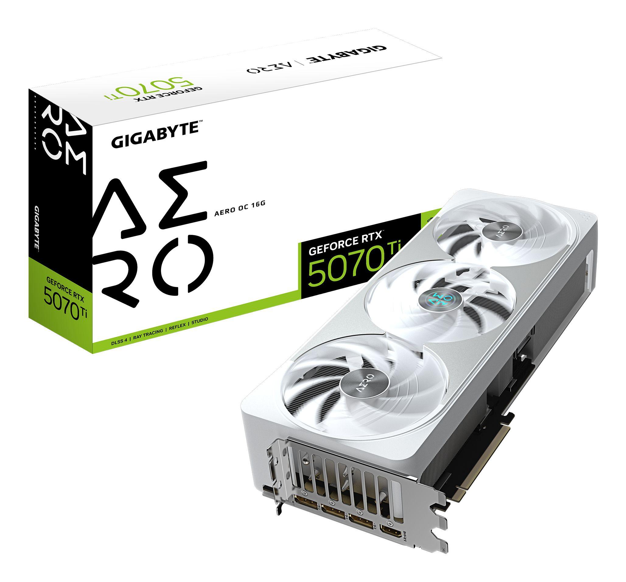 Placa Gráfica GIGABYTE GeForce RTX 5070 Ti AERO OC 16G (GeForce RTX 5070 Ti - 30000 MHz - 16 GB - Branco)
