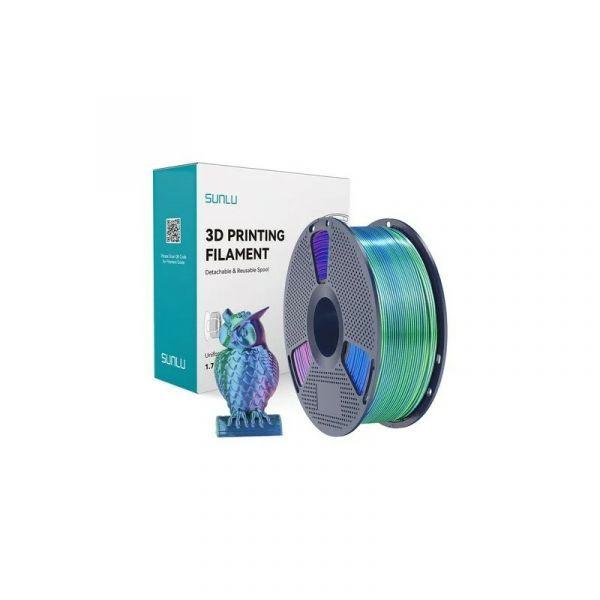 Filamento de Impressão 3D SUNLU PLA+ Silk Tricolor (Azul/Verde/Roxo)