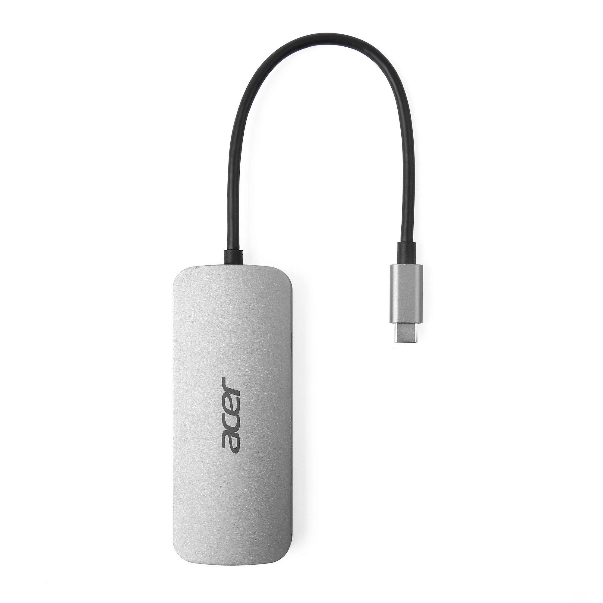 Adaptador USB-C Multiportas ACER HP.DSCAB.018 (Windows, macOS, ChromeOS - Prateado)