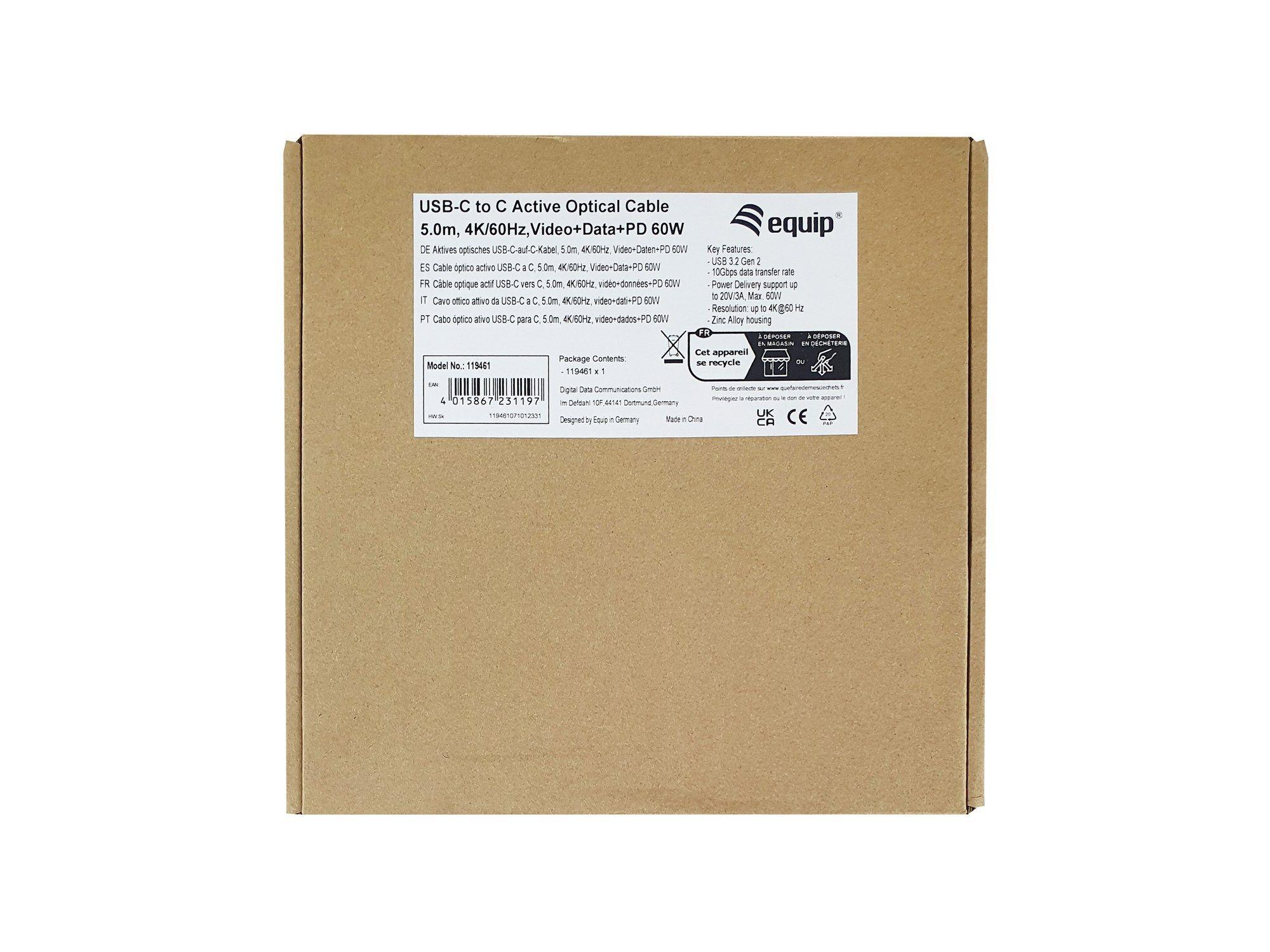 Cabo USB-C para USB-C Ótico Ativo EQUIP 119461 (5 m - USB C - Preto), miniatura 5