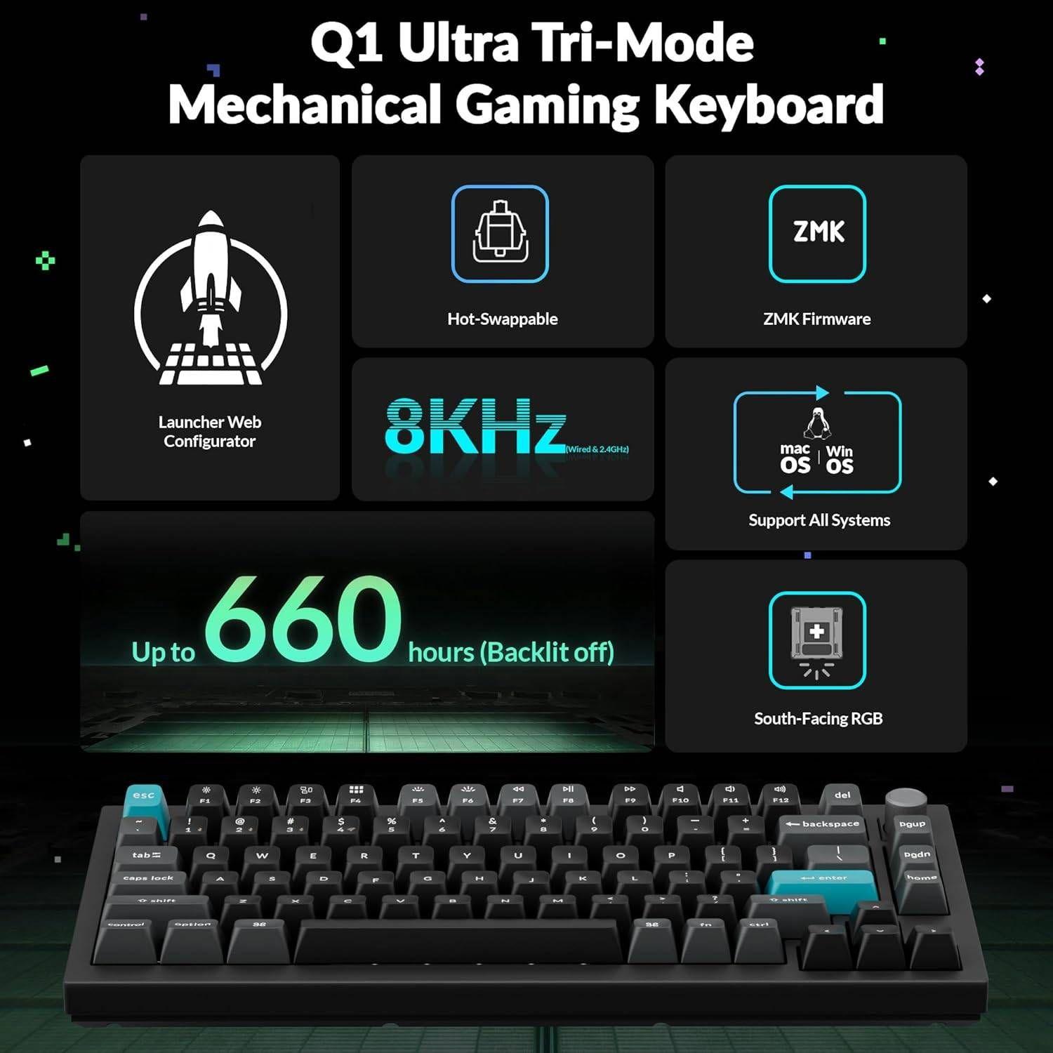 Teclado KEYCHRON Q1 Ultra 8K (Inglês - Mecânico - Bluetooth - Preto) — miniatura 2