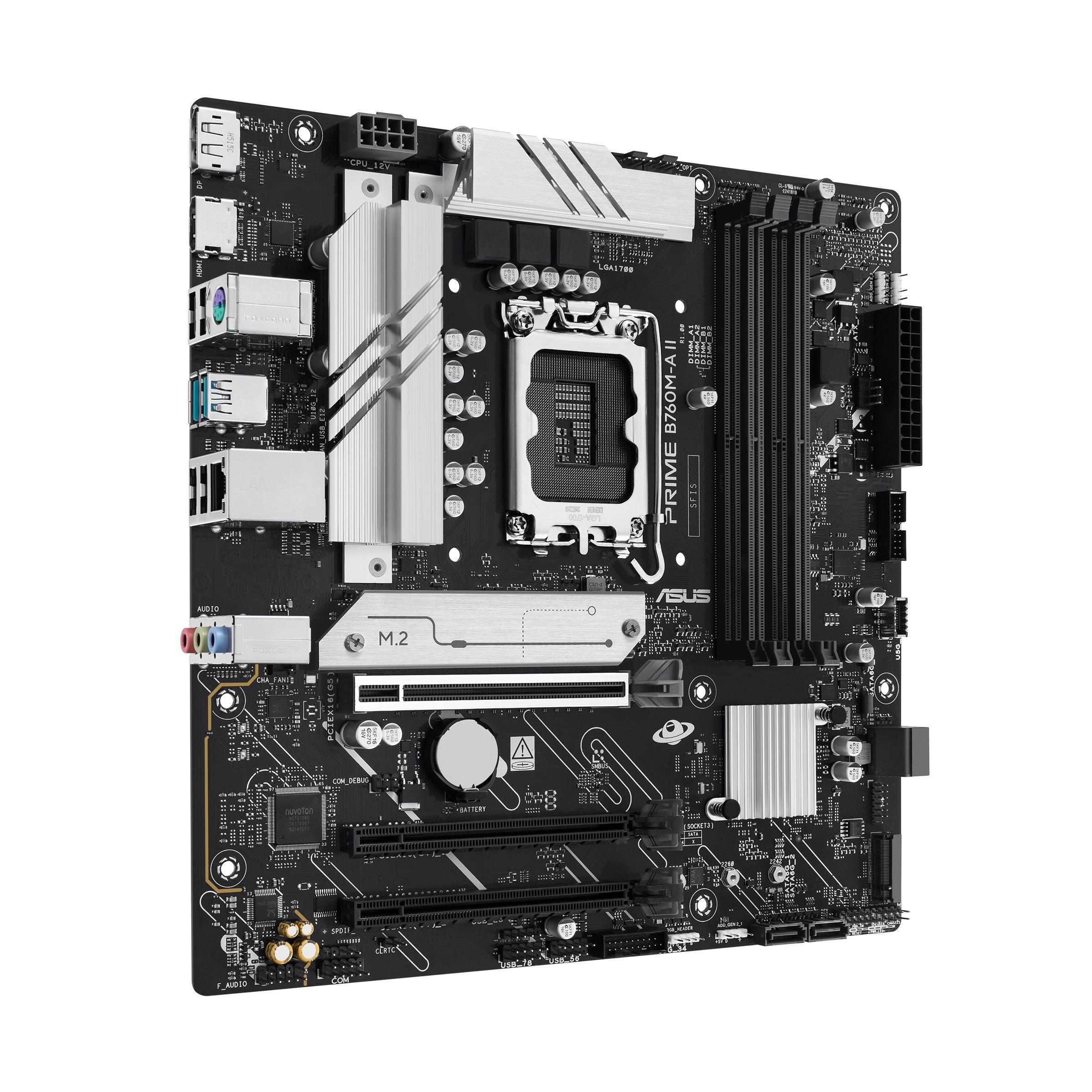 Motherboard ASUS PRIME B760M-A II-CSM (LGA 1700 - micro ATX - Duplo canal - Cinzento), miniatura 2