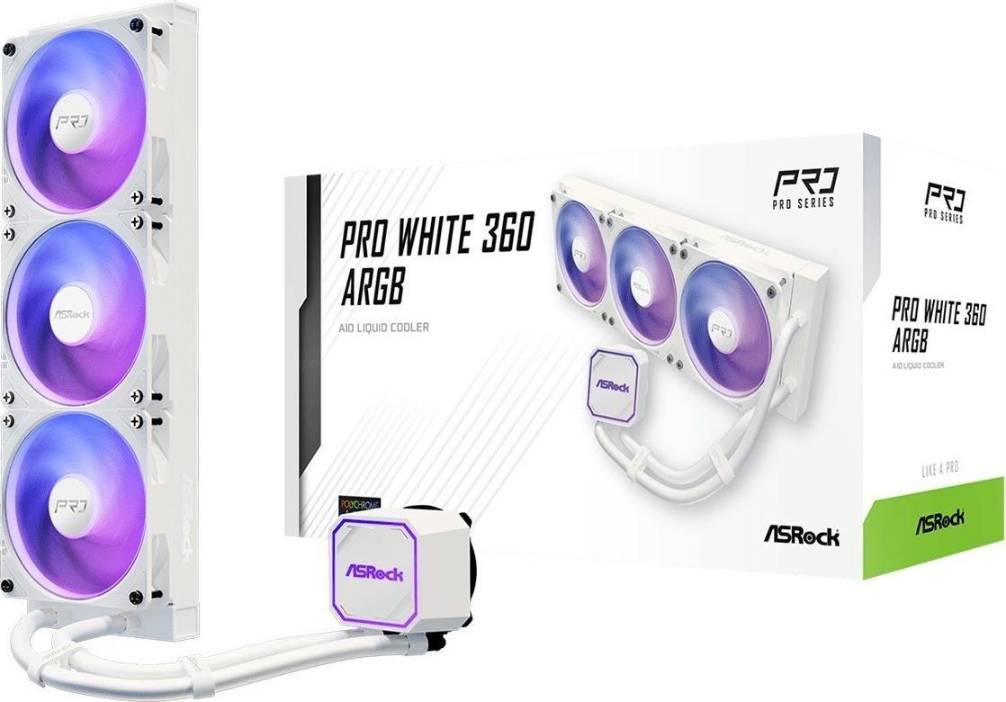 Refrigerador Líquido ASROCK Pro White 360 ARGB (AM4, AM5, LGA 1851, LGA 1700 - AM4, AM5, LGA 1700, LGA 1851 - 120 mm - Branco)