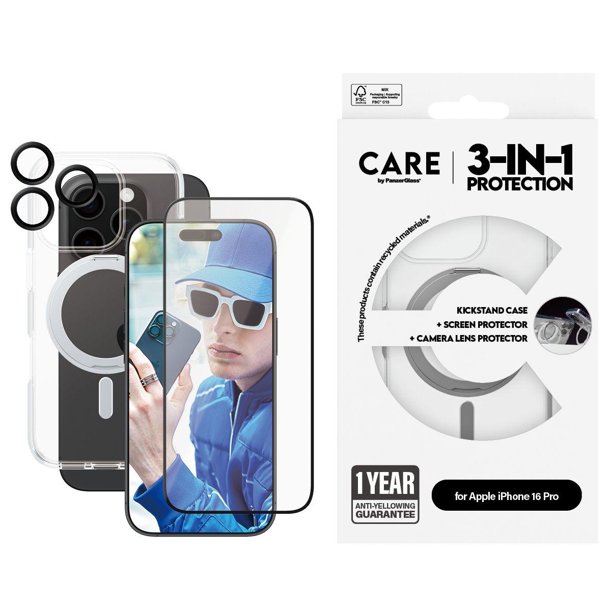 Película de Proteção de Ecrã PANZERGLASS CARE Feature 3-in-1 Ceramic iPhone 16 Pro (Apple iPhone 16 Pro - Apple - Transparente), miniatura 2
