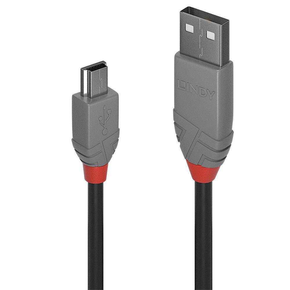 Cabo USB LINDY 36720 (0,2 m - Mini-USB B - USB A - Preto)