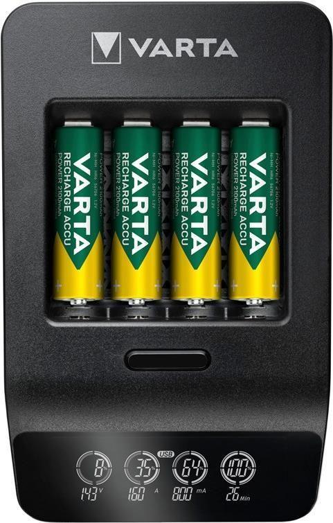 Carregador de Pilhas VARTA LCD Smart Charger+ (AA, AAA - AC - Preto)
