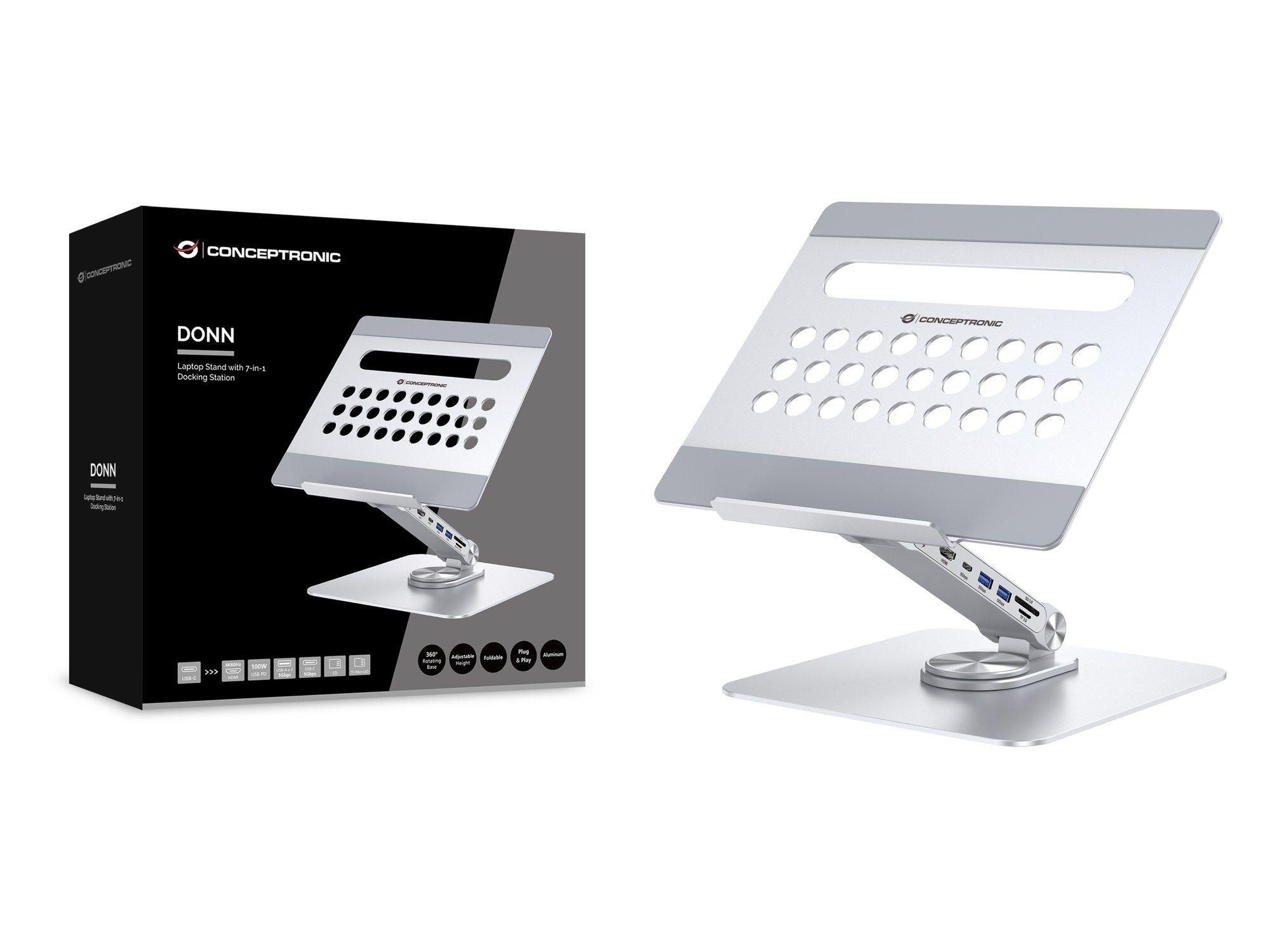 Suporte para Portátil com Docking Station CONCEPTRONIC DONN27G (40 cm - Prateado), miniatura 7