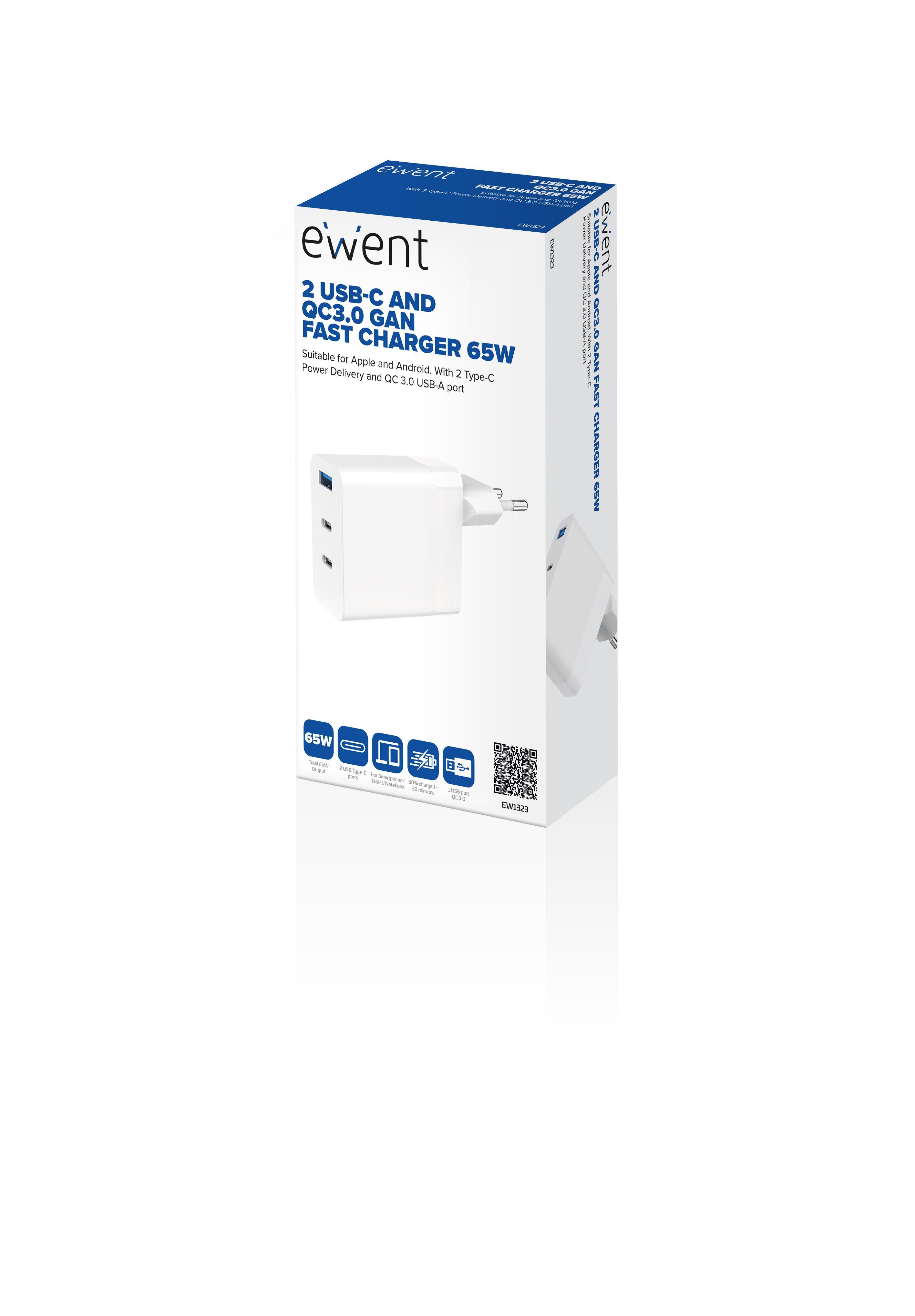 Carregador Rápido EWENT EW1323 (65 W - Até 65 W - Branco), miniatura 3