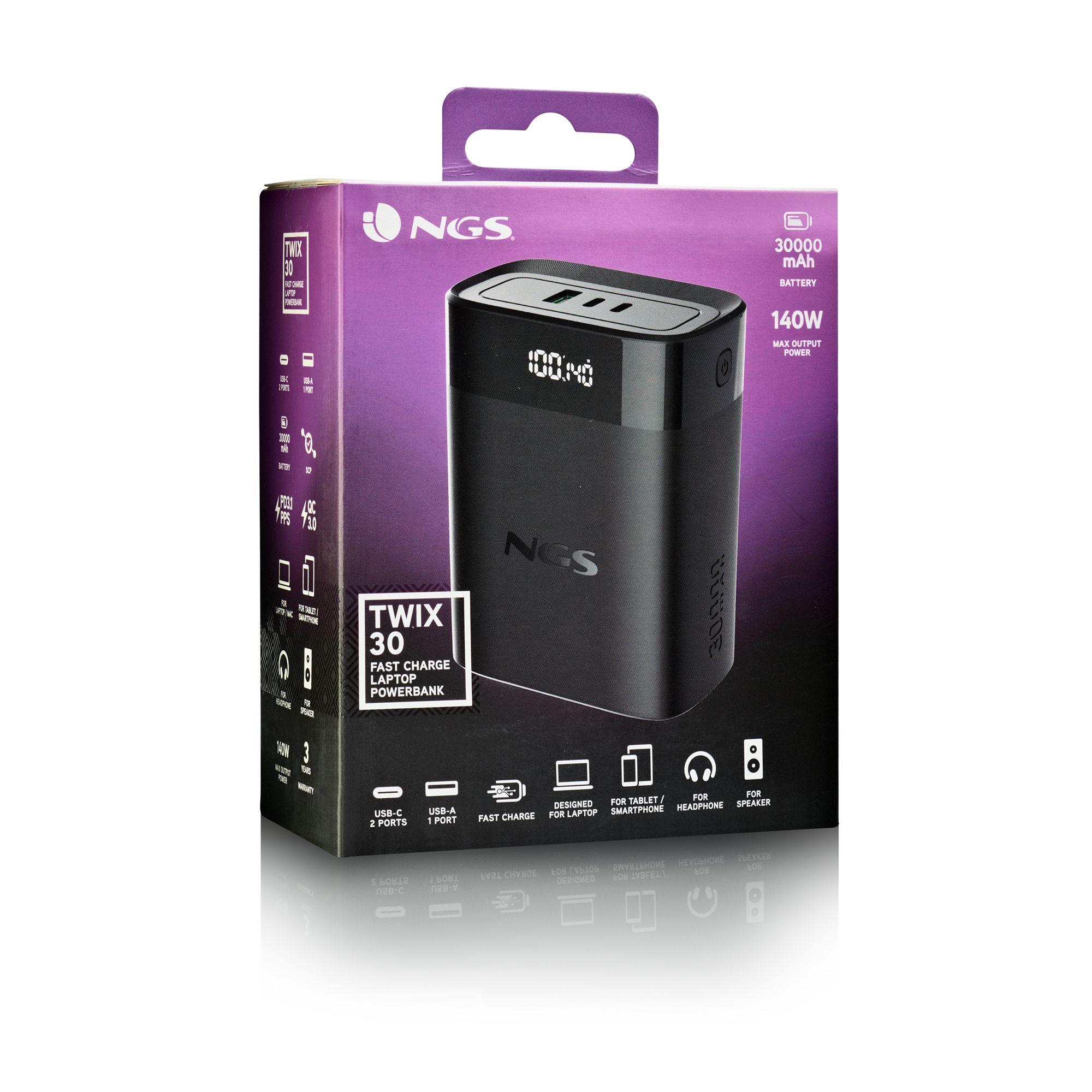 Bateria Externa NGS TWIX30 (30000 mAh - 111 Wh - USB Type-C - Preto) — miniatura 7