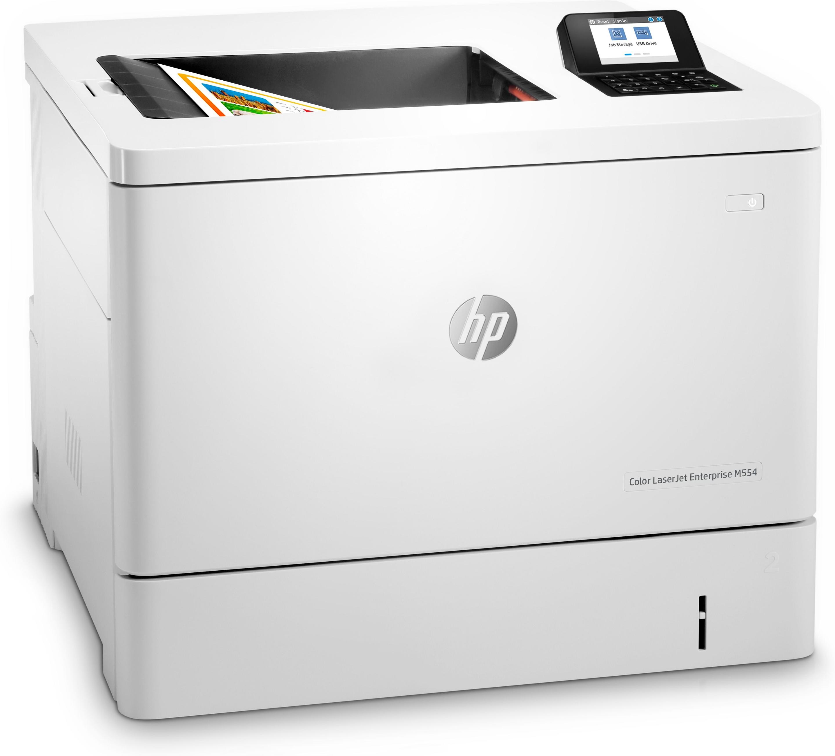 Impressora Laser a Cores HP Color LaserJet Enterprise M554dn (A4 - Impressão a cores - 650 folhas - Branco) — miniatura 2