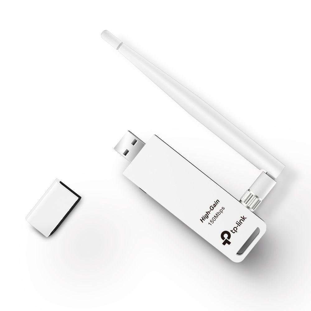 Adaptador USB Wi-Fi TP-LINK TL-WN722N (Wi-Fi 4 - 150 Mbit/s - Single-band - Branco e Preto) — miniatura 2