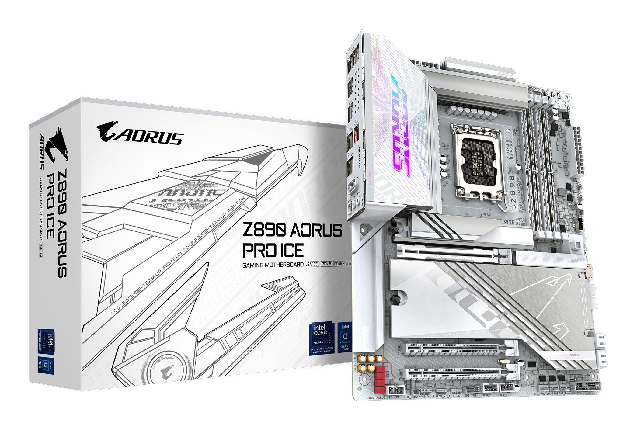 Motherboard GIGABYTE Z890 AORUS PRO ICE (LGA 1851 (Socket V1) - Intel Core Ultra - ATX - Branco)