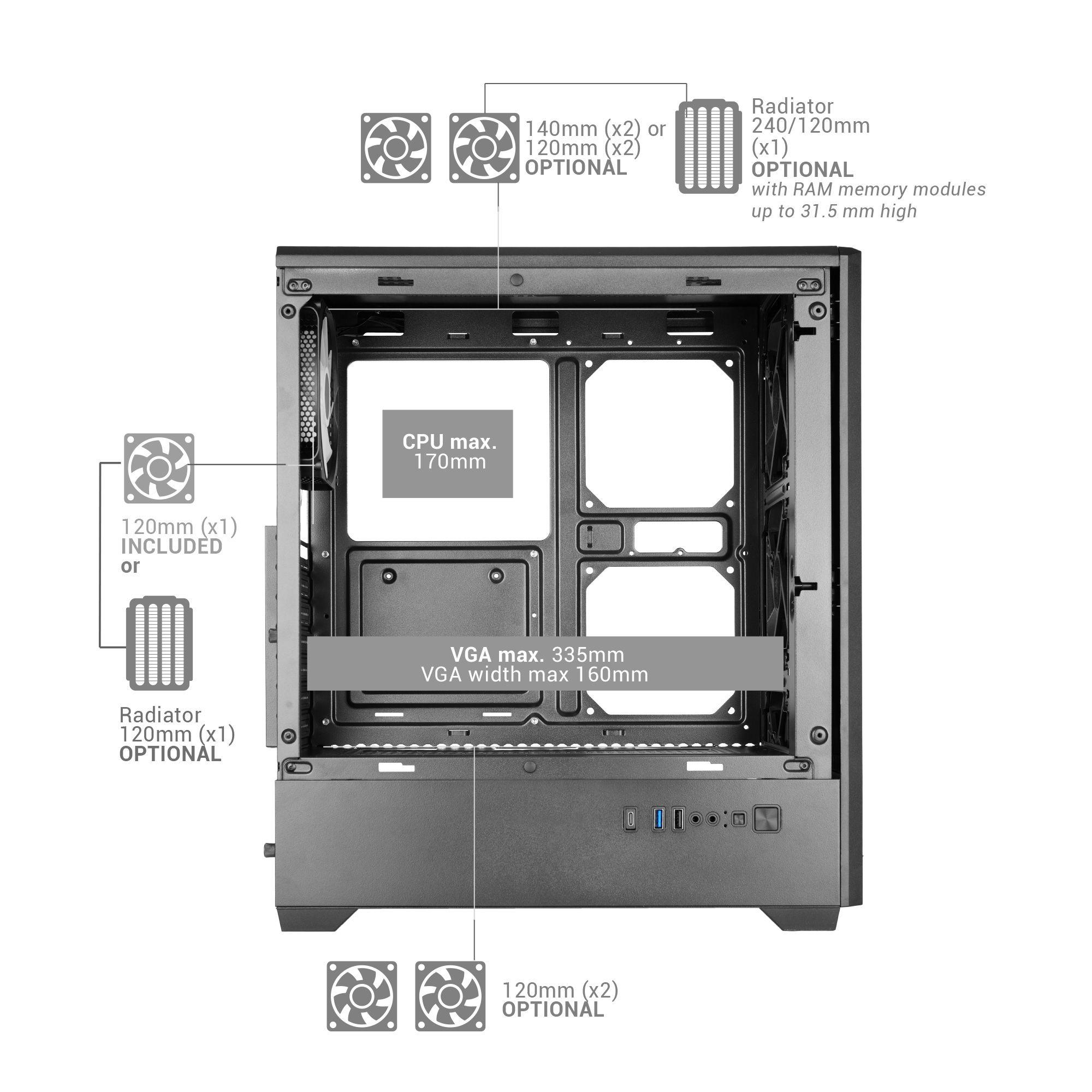 Caixa PC MARS GAMING MCQUANTUM (ATX, Micro ATX, Mini-ITX - Midi Tower - Vidro temperado - Preto) — miniatura 9