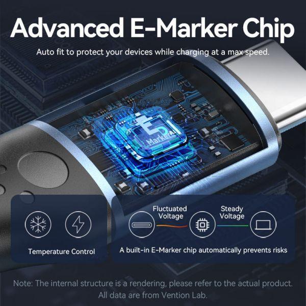 Cabo USB-C para USB-C VENTION TREBD (0,5 m - Azul e Preto) — miniatura 5