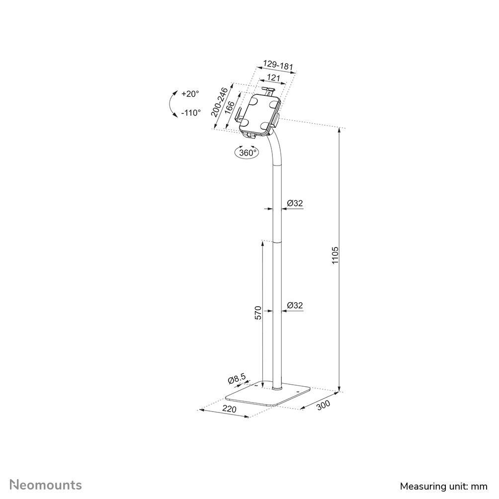 Suporte de Segurança para Tablet NEOMOUNTS FL15-625WH1 (7,9–11" - Ajustável em Altura - Branco) — miniatura 14