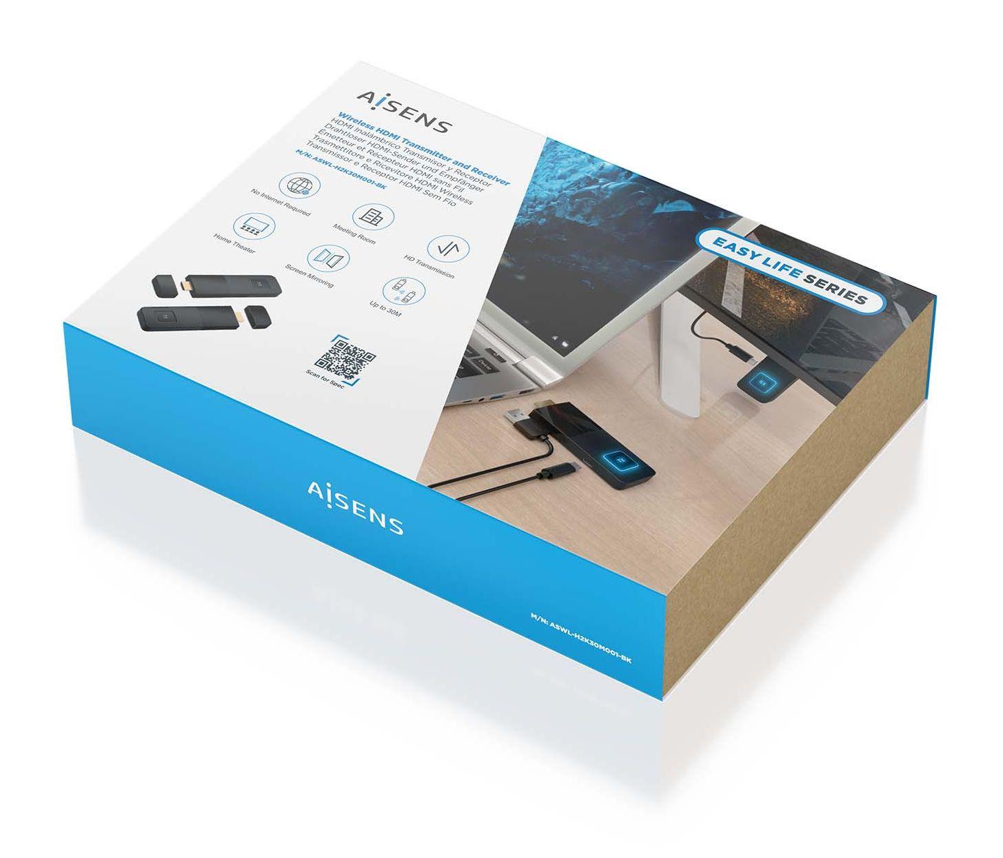 Transmissor e Recetor HDMI Sem Fios AISENS ASWL-H2K30M001-BK (60 Hz - Preto), miniatura 7