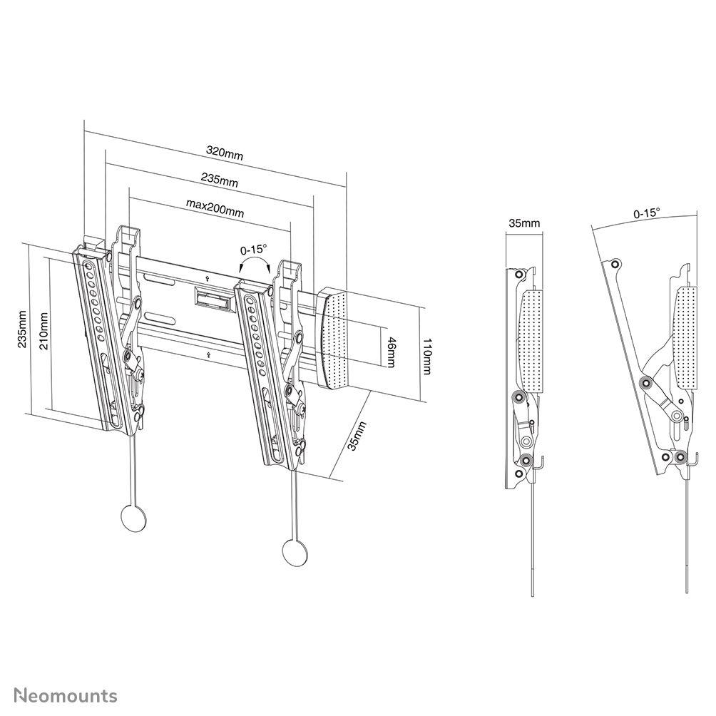 Suporte de Parede para TV NEOMOUNTS NM-W125BLACK (10-40" - 20 kg - Preto), miniatura 3