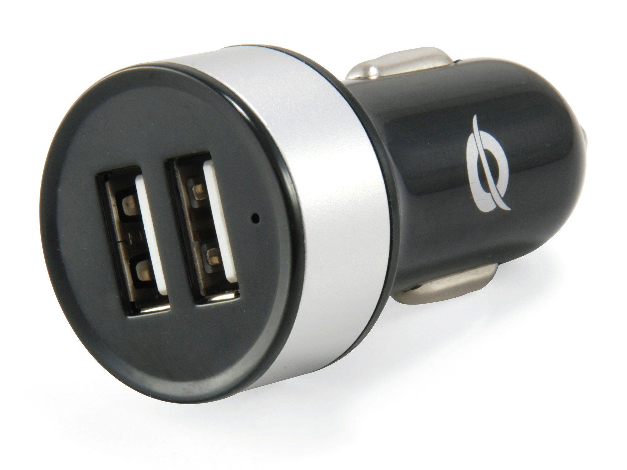 Carregador de Isqueiro CONCEPTRONIC CUSBCAR2A (10,5 W - Preto/Cinza)