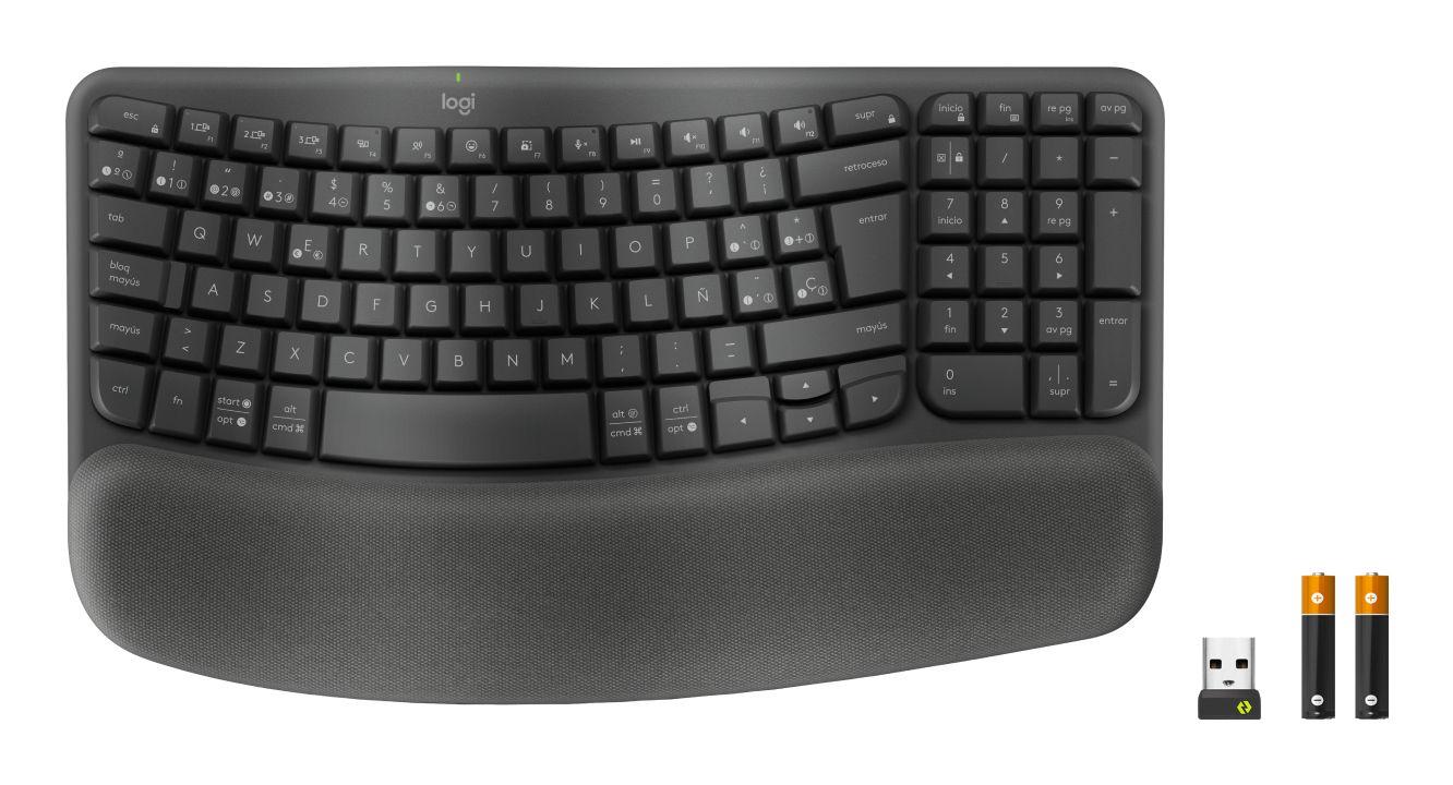 Teclado LOGITECH Ergo Series Wave Keys for Business (Espanhol - Interruptor de membrana - Tamanho completo - Grafite) — miniatura 2