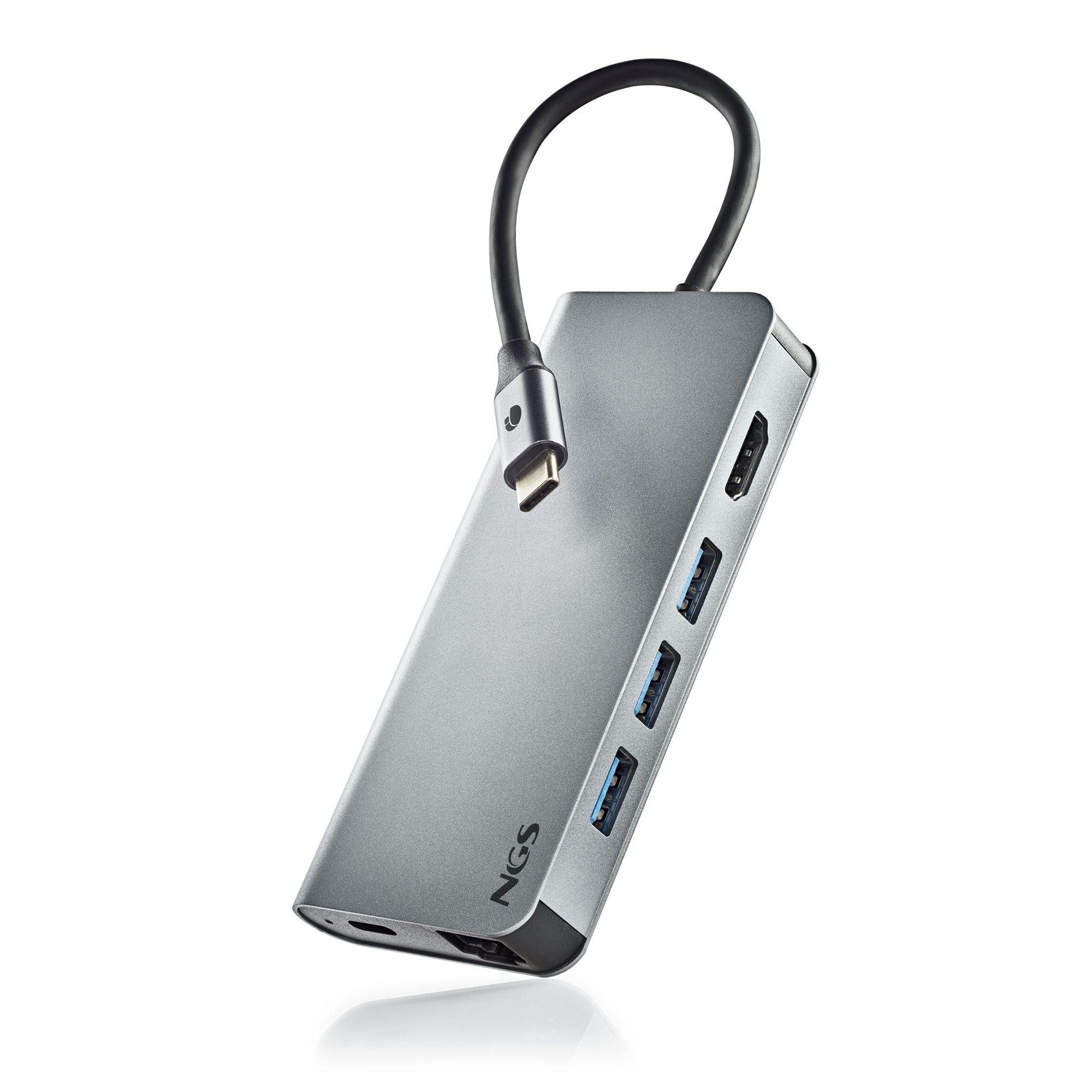 Hub USB-C NGS WONDERDOCK8 (USB 2.0 Type-C - Prateado)