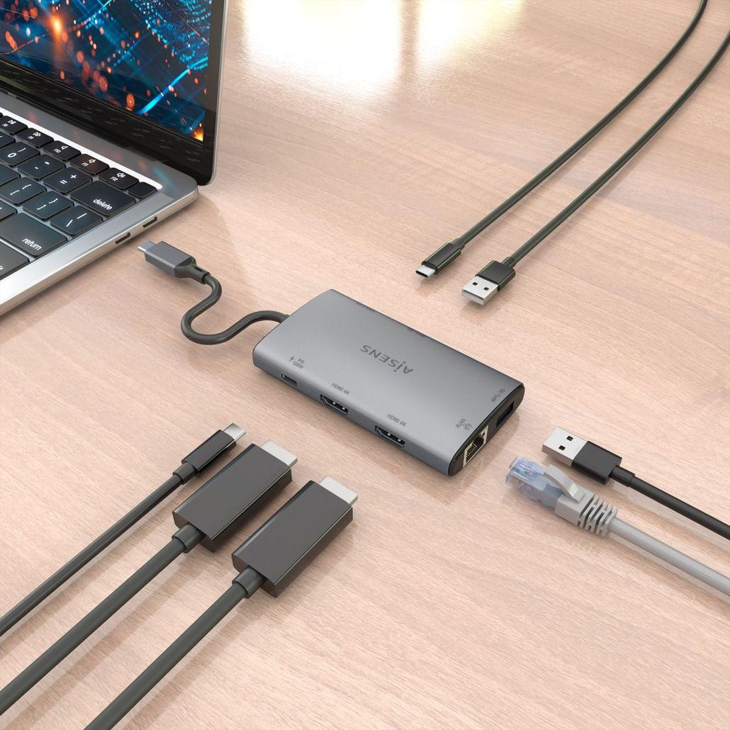 Dock USB-C AISENS ASUC-7P049-GR (0,2 m - Cinzento), miniatura 5