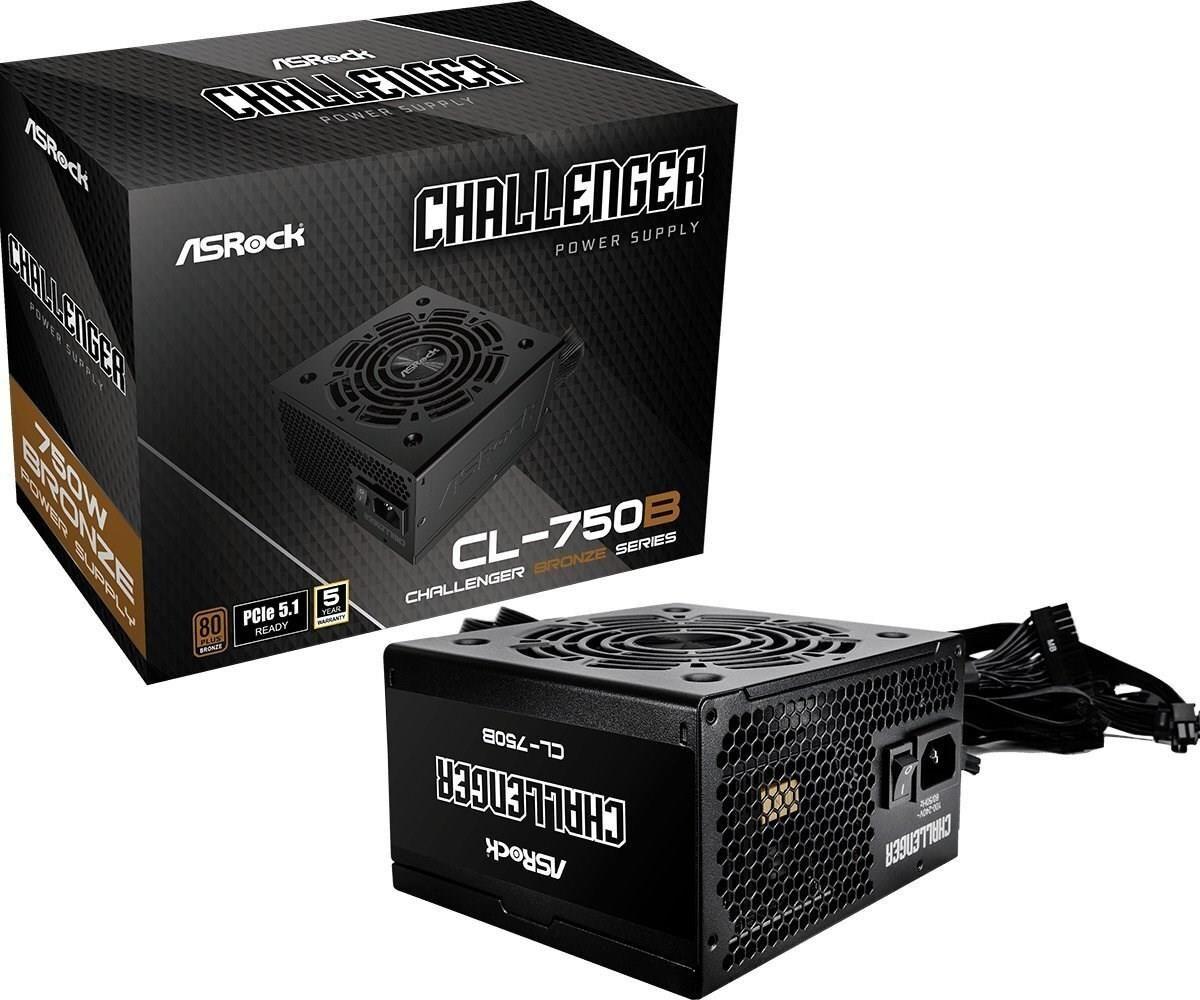 Fonte de Alimentação ASROCK Challenger CL-750B (ATX 3.1 - 80 PLUS Bronze - 750 W - Preto)