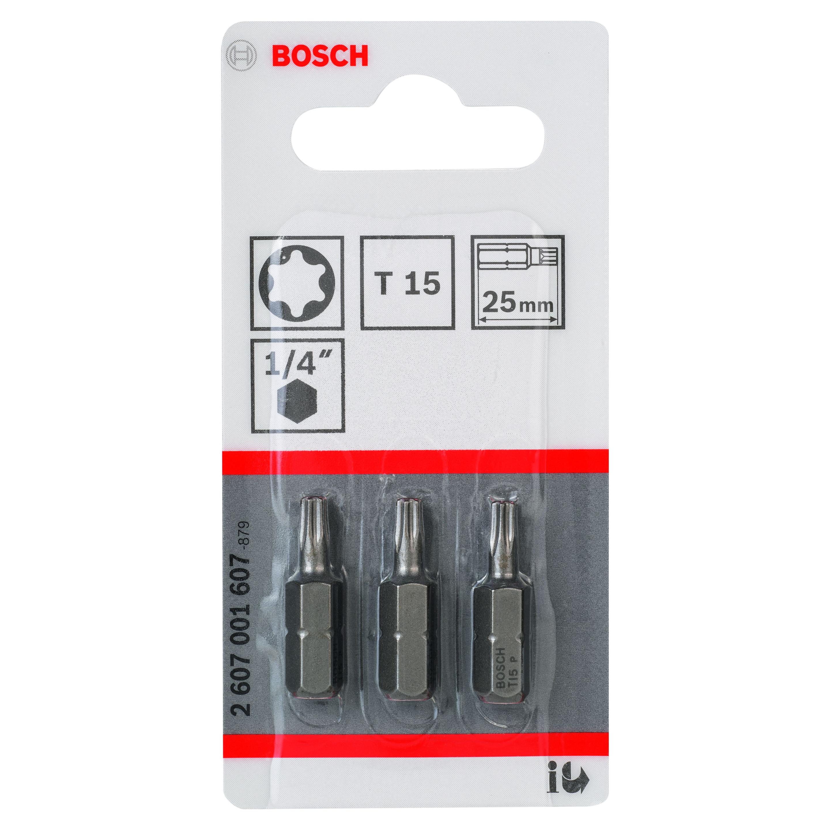 Ponta de Aparafusar BOSCH Extra Hard 2607001607 (Torx T15 - 25 mm - 3 Unidades), miniatura 2
