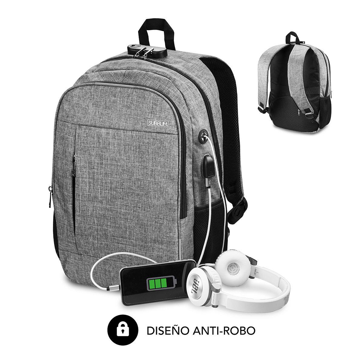Mochila SUBBLIM Urban Lock (Portátil até 16" - Cinzento)