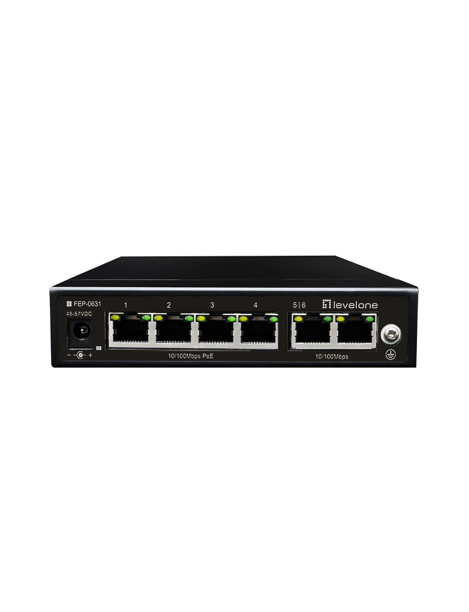 Switch LEVELONE FEP-0631 (Fast Ethernet - 10,100 Mbit/s - 0,448 MB - Preto)