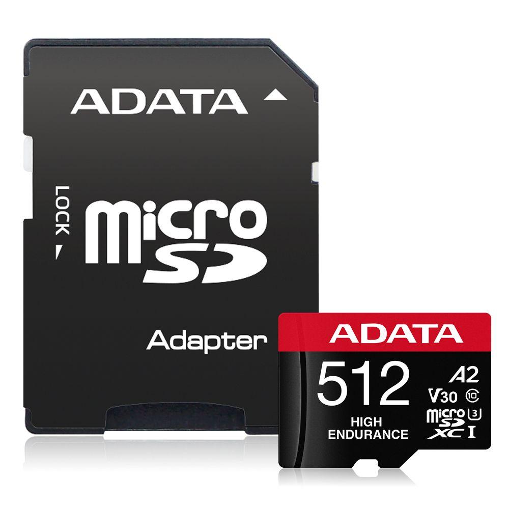 Cartão de Memória ADATA High Endurance AUSDX512GUI3V30SHA2-RA1 (512GB - Classe 10 - 100 MB/s - Preto/Vermelho)