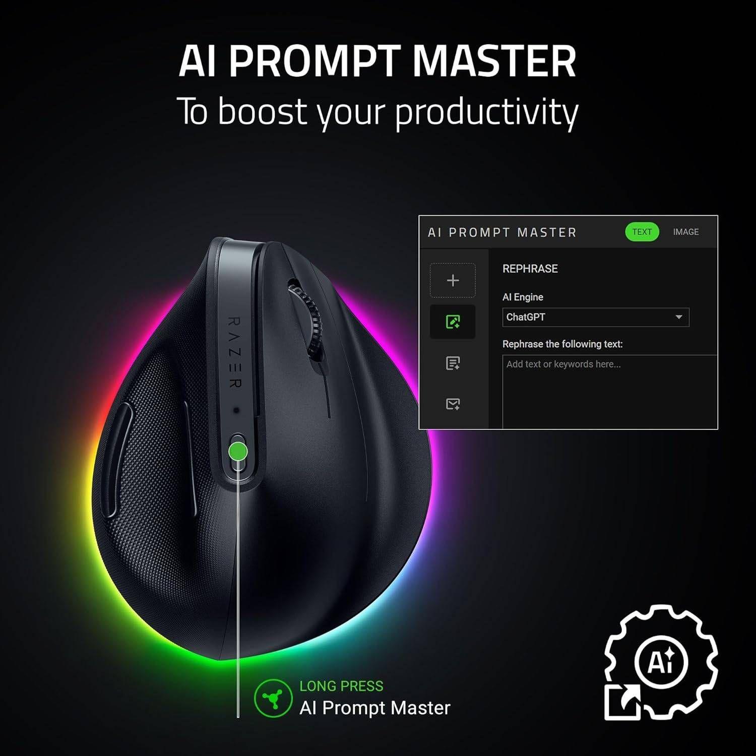Rato RAZER Pro Click V2 Vertical Edition (Mão direita - 30000 DPI - Ótico - Preto) — miniatura 5