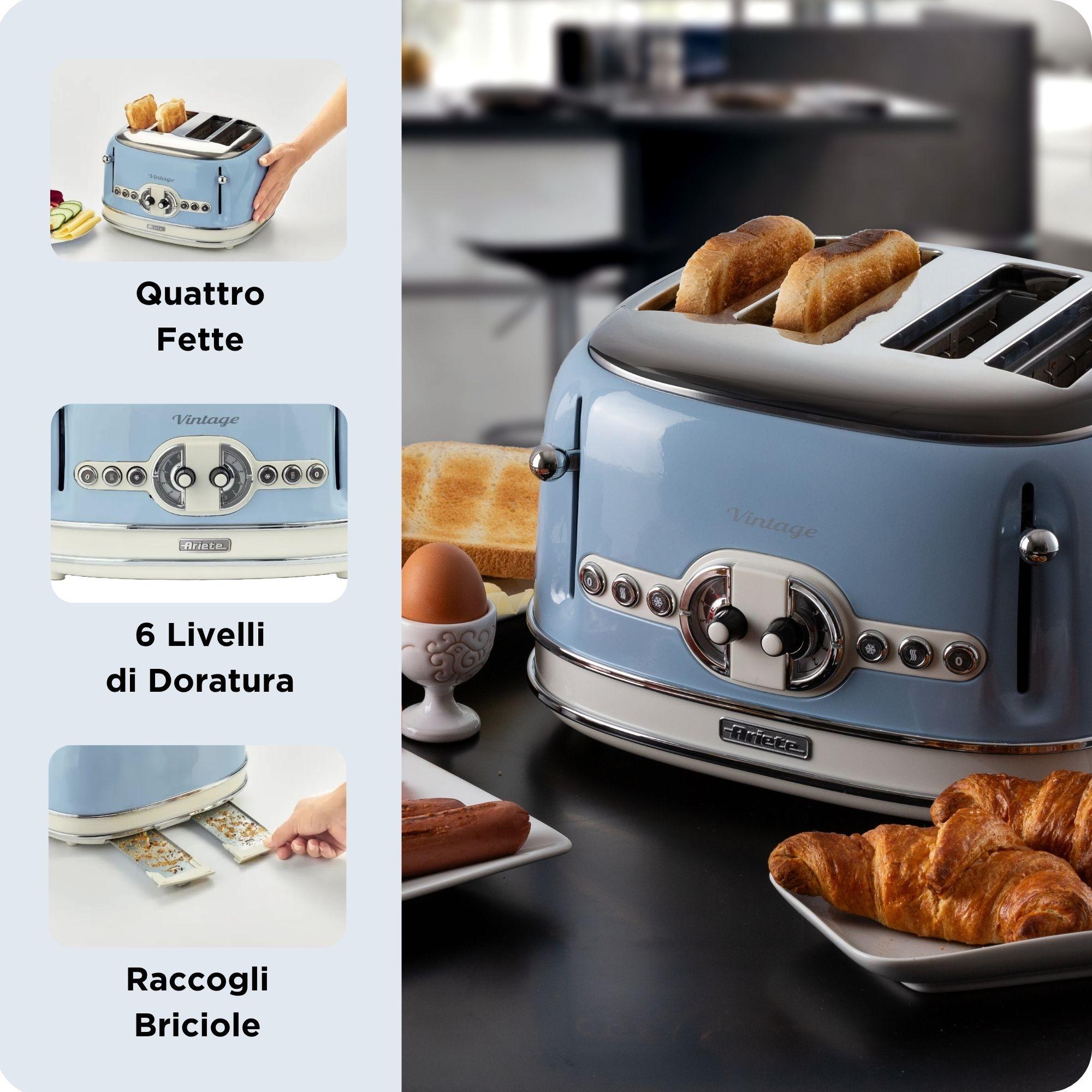 Torradeira ARIETE 0156/05 (1600 W - 4 fatias - Metal - Azul Claro), miniatura 4