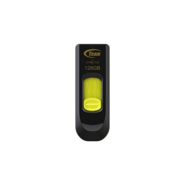 Pen USB TEAM C145 (128 GB - Deslizante - USB Tipo A - Preto e Amarelo)