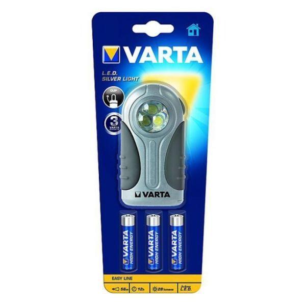 Lanterna VARTA LED Silver Light 3 AAA Easy-Line (28 lm - 41 m - Preto e Prateado)